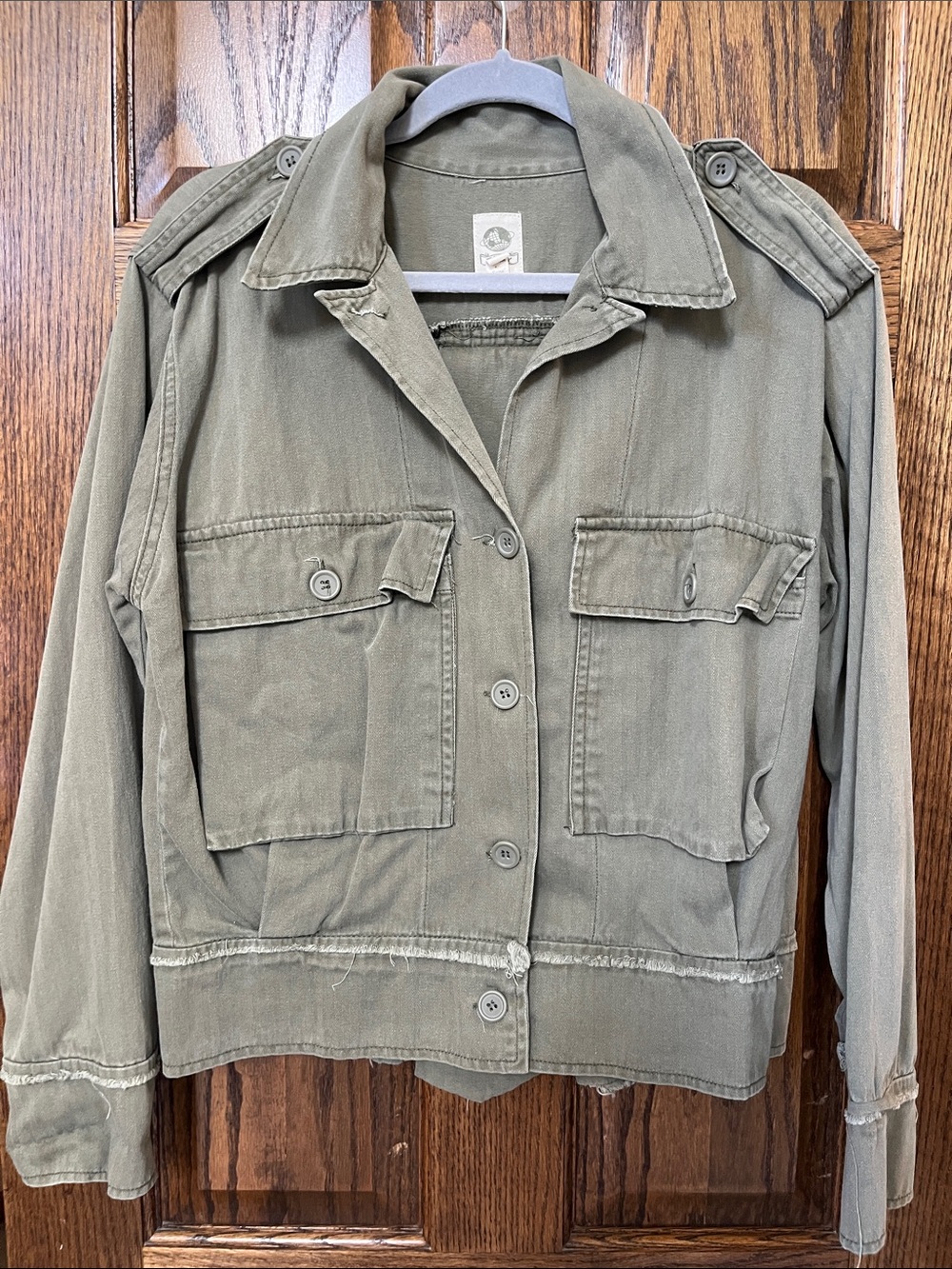 Anthropologie Olive Green Utility Jacket with Epaulets